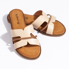Eleganta beige flipflops för kvinnor 3