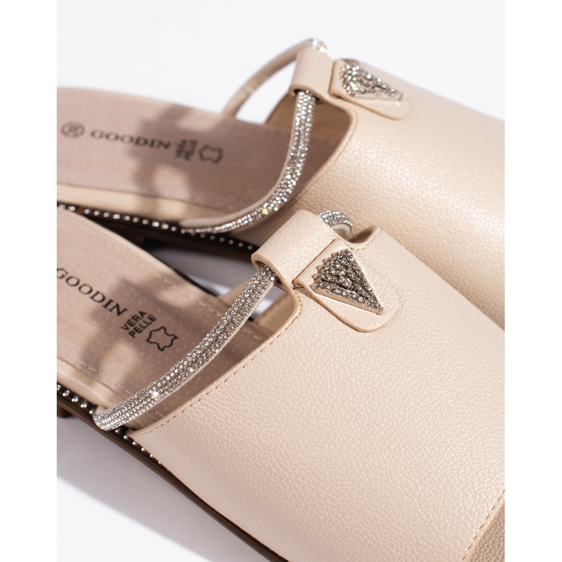 Beige platta rutschbanor för kvinnor 1