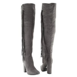 Fringed Over-Knee Boots C77P Grå 1
