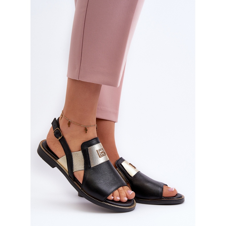 Zazoo 40385 Lädersandaler för kvinnor Svart 2