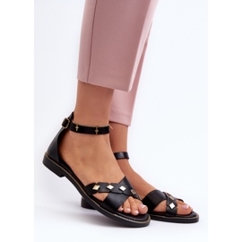 Zazoo 40378 Platta lädersandaler för kvinnor, svarta 2
