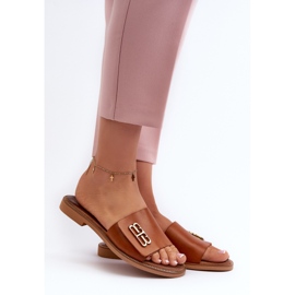 Zazoo 40384 Elegant flip-flops i läder för kvinnor, brun 2