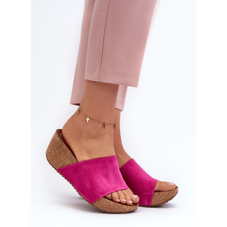 Zazoo 40311 flip-flops dam med korkkil Fuchsia rosa 2