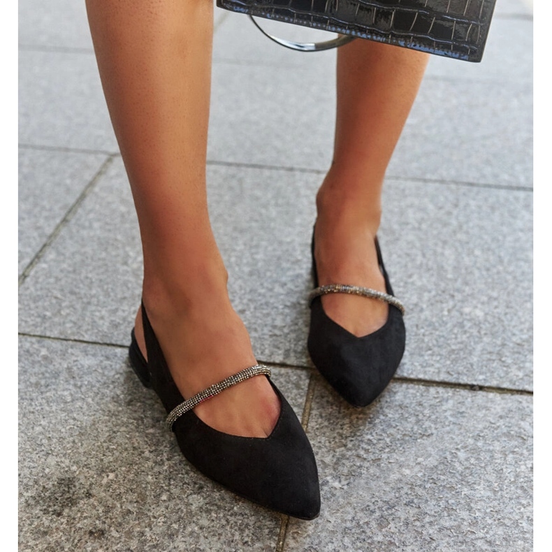 Svarta balettlägenheter med läderinlägg från Morcosa 2