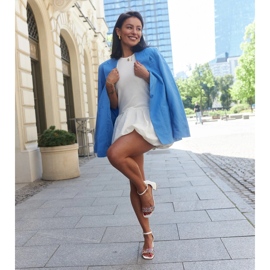 Högklackade sandaler med färgglada Ghuson-stenar vit 1