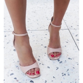 Askern eco läder högklackade sandaler beige 1