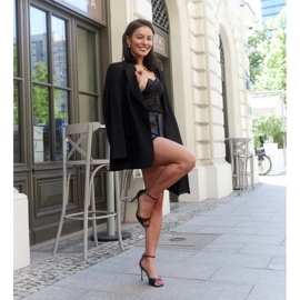 Askern eco läder högklackade sandaler svart 1