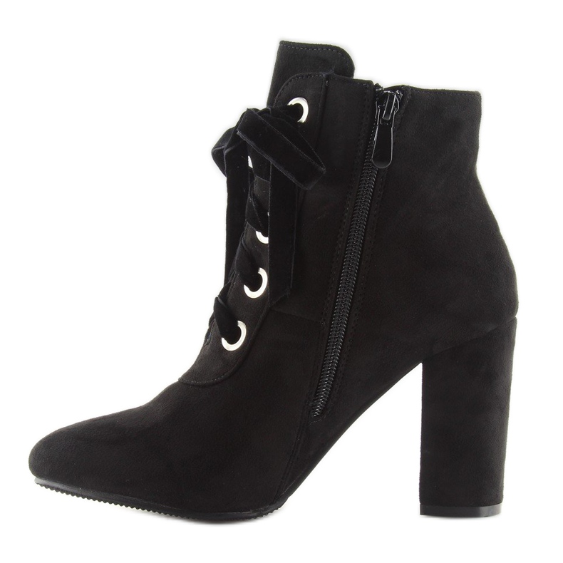 Svarta svarta stövlar med breda klackar 2