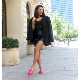 Flipflops med Antari-läderinlägg rosa 2