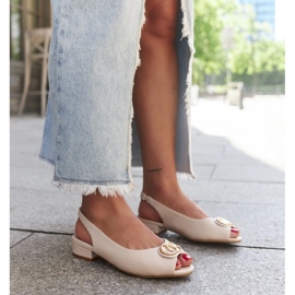 Karimala läder innersula sandaler beige 1