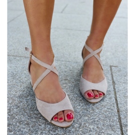 Högklackade sandaler med Raniya lädersula grå 2