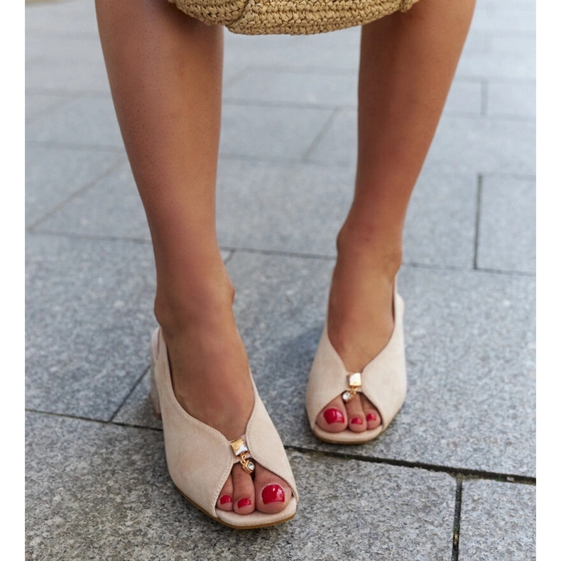 Blocksandaler med Shamoun-läderinlägg beige 1