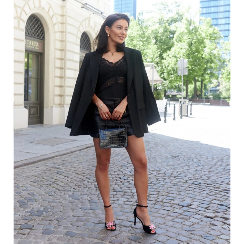 Högklackade sandaler med Rasheda lädersula svart 1