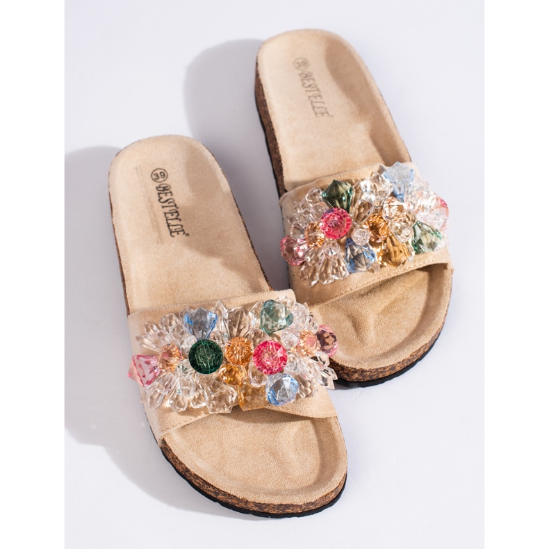 Damtofflor i beige mocka 1