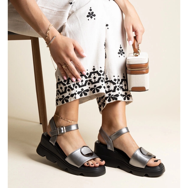 Maddison ekologiska sandaler i läder silver- 1