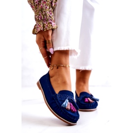 Evento Mockasin för kvinnor med fransar, marinblå 2