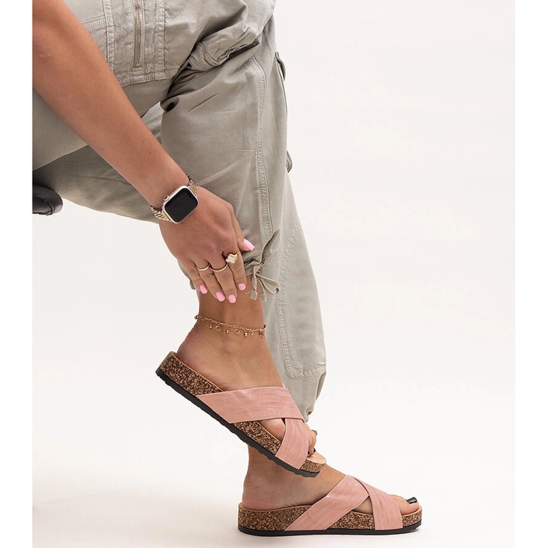 Tofflor med Ribera glans korksula rosa 1