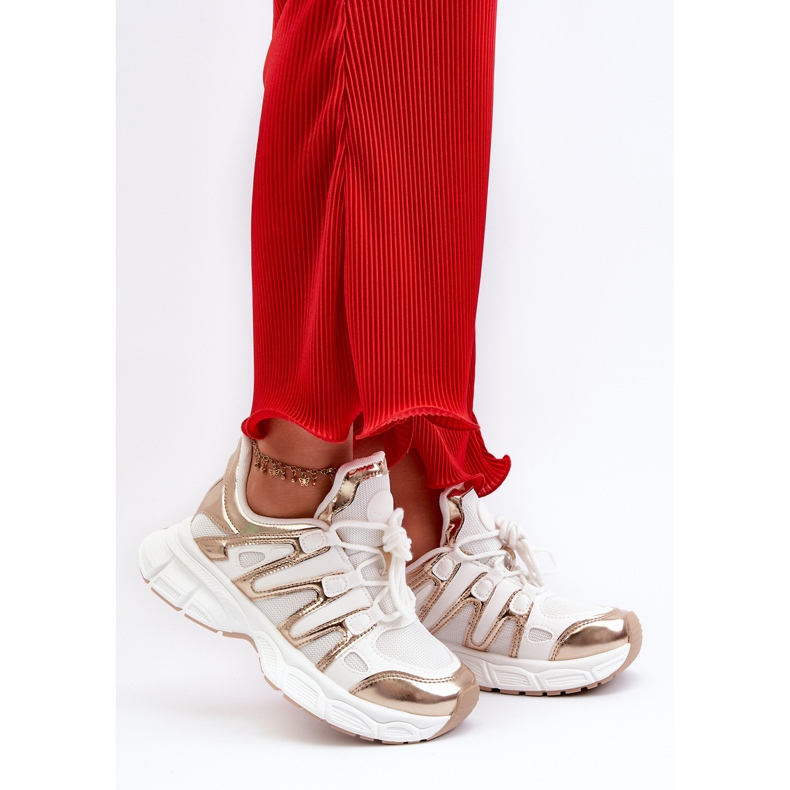 Sneakers för kvinnor Vit och guld Ahmani 2