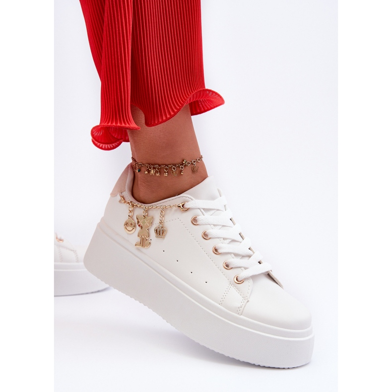 Platformsneakers dam med hängen, vit Tivissa 1