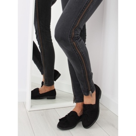 Svarta loafers för kvinnor med svart rosett 2