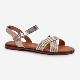 S.Barski MY923 Platta sandaler för kvinnor, beige 1