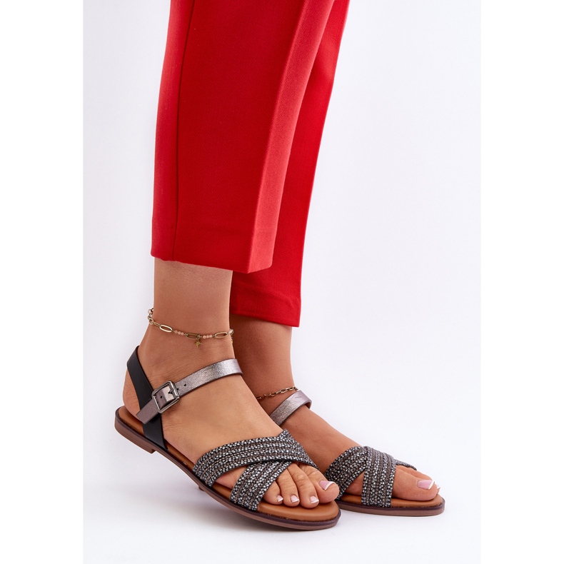 S.Barski MY923 Platta sandaler för kvinnor Svart 2