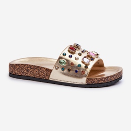 Damflip-flops med dekorationer S.Barski MY122 Guld gyllene 1