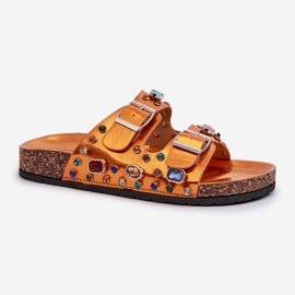 Dekorerade damflip-flops med spännen S.Barski MY121 Orange gyllene 1