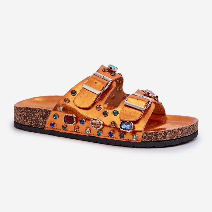 Dekorerade damflip-flops med spännen S.Barski MY121 Orange gyllene 1