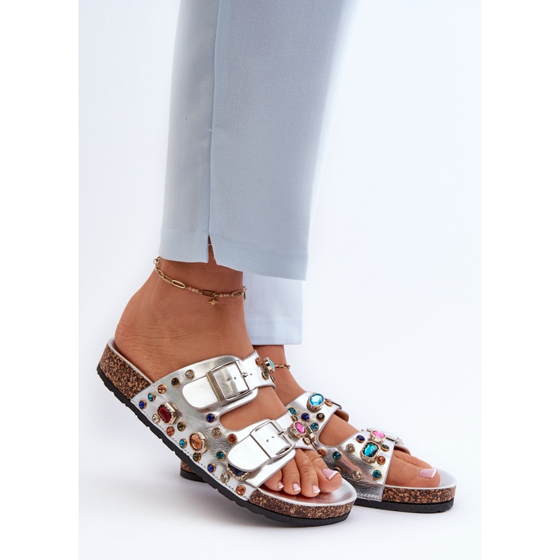 Dekorerade damflipflops med spännen S.Barski MY121 Silver 2