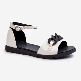 Platta sandaler för kvinnor med kedja Vinceza 17320 Vit 1