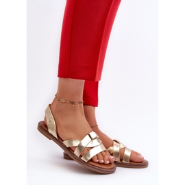 Platta sandaler för kvinnor gjorda av ekologiskt läder Vinceza 17347 guld gyllene 2