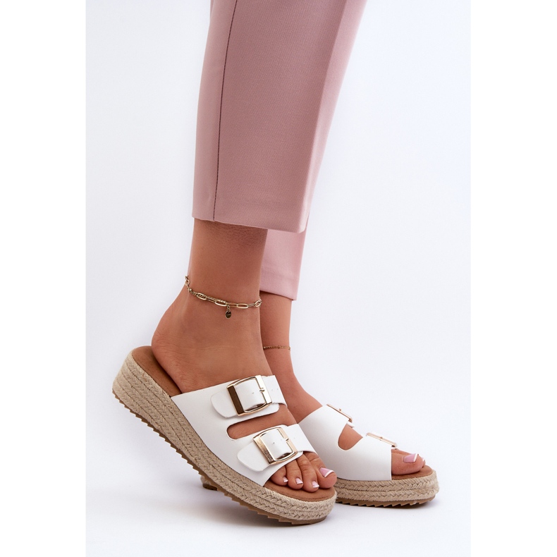 Damflip-flops med flätat ekologiskt läder, vit Zaloemi 2