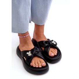 Flip-flops i läder för kvinnor på plattformen Svart GOE NN2N4110 5
