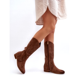 Vinceza Genombrutna midkalvstövlar Brun Kleorelia 4