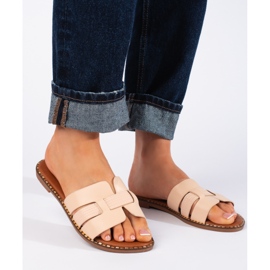 Beige klassiska flip-flops för kvinnor 1