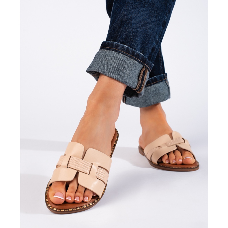 Beige klassiska flip-flops för kvinnor 2