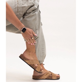 Tofflor med Ribera glans korksula brun 1