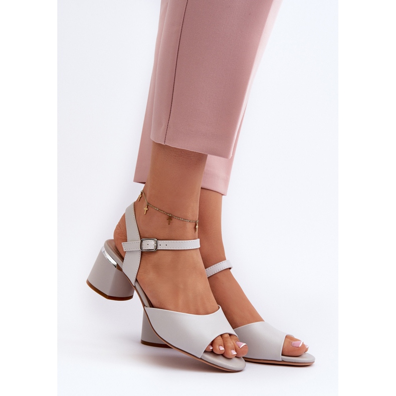 Lågklackade damsandaler Eco-läder Sergio Leone SK876 Grå 2