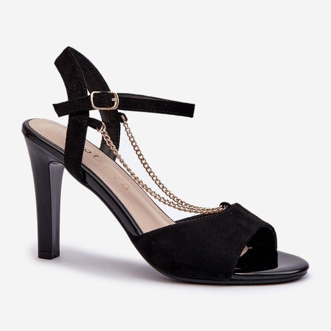 Damsandaler på högklackat ekomocka med kedja Sergio Leone SK925 Svart 2