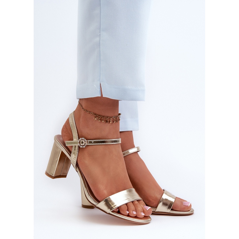 Gyllene Glindra sandaler med hög klack 2