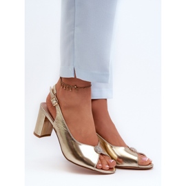 Eleganta högklackade sandaler med guld-Trasea-dekoration gyllene 2