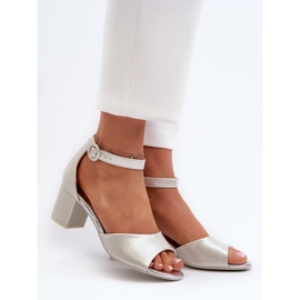 Vinceza 20100 Silver Läder Sandaler med hög klack 2