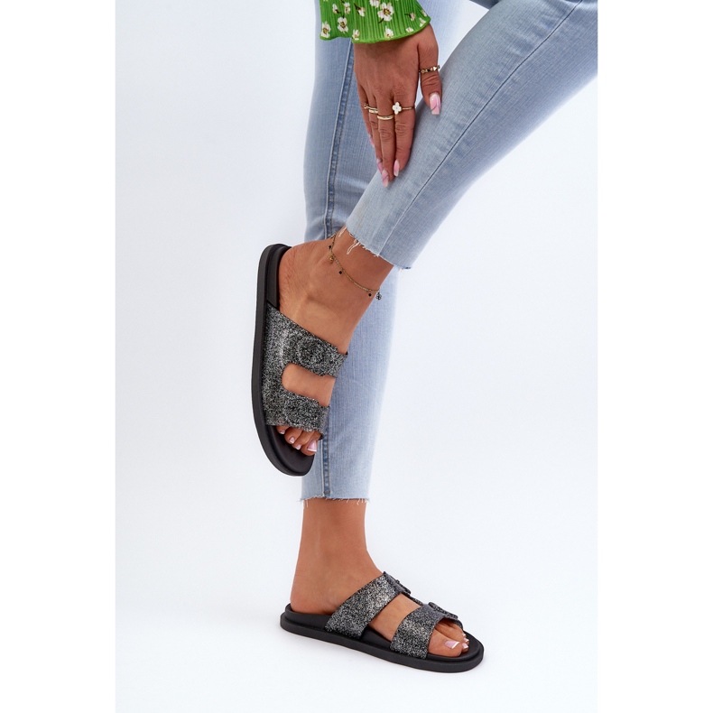 Glitterflip-flops för kvinnor med spännen 83530 Ipanema Follow Fem Black svart 2