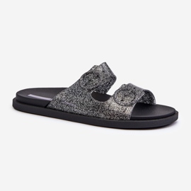 Glitterflip-flops för kvinnor med spännen 83530 Ipanema Follow Fem Black svart 1