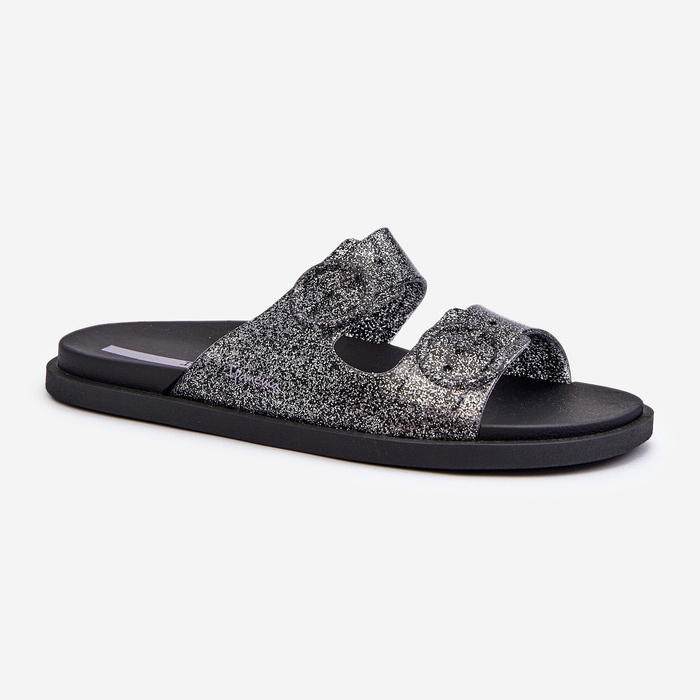 Glitterflip-flops för kvinnor med spännen 83530 Ipanema Follow Fem Black svart 1