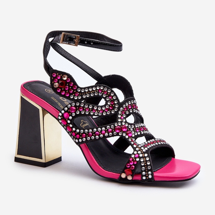 S.Barski Dekorerade damsandaler på hög klack D&amp;A CR952 Svart 2