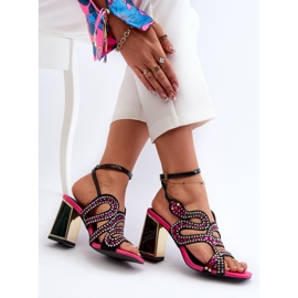 S.Barski Dekorerade damsandaler på hög klack D&amp;A CR952 Svart 1