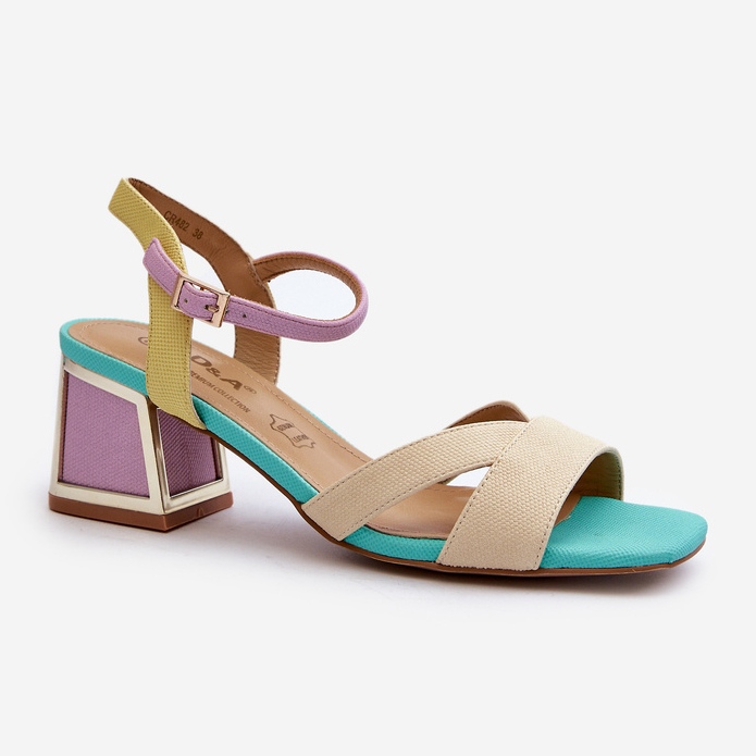 S.Barski Pastellfärgade högklackade damsandaler D&amp;A CR482 Beige 1