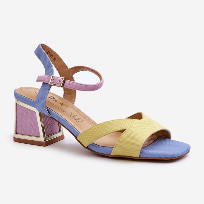 S.Barski Pastellfärgade högklackade damsandaler D&amp;A CR482 Gul 1